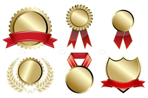 Gold and Red Prize Badges